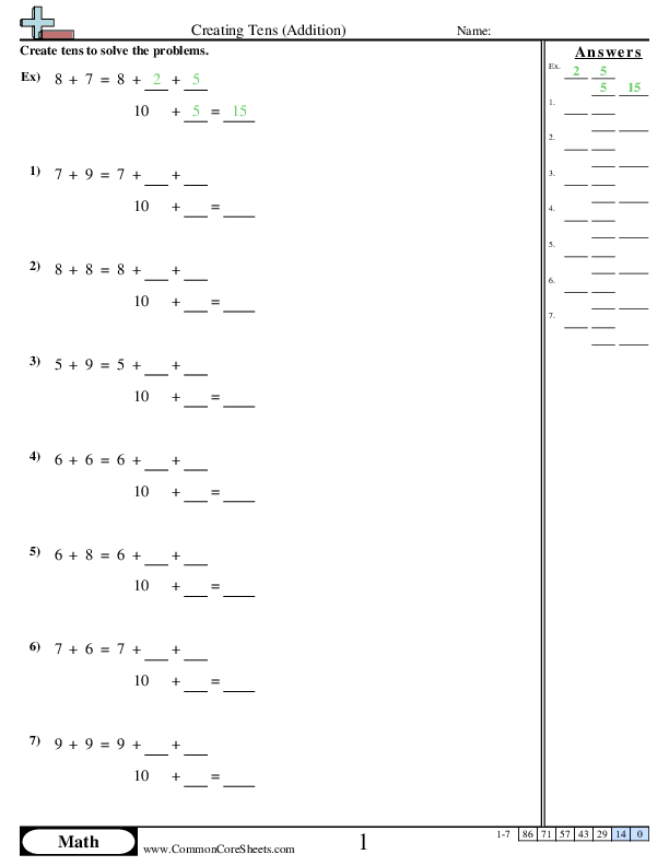 Creating Tens Worksheet - Creating Tens worksheet